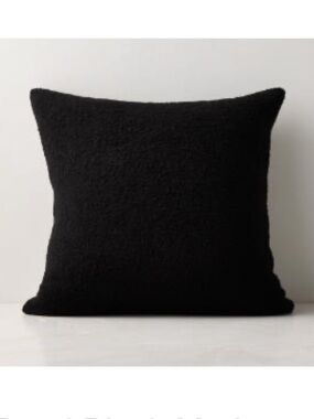 Two CB2 20x20in black boucle pillow covers